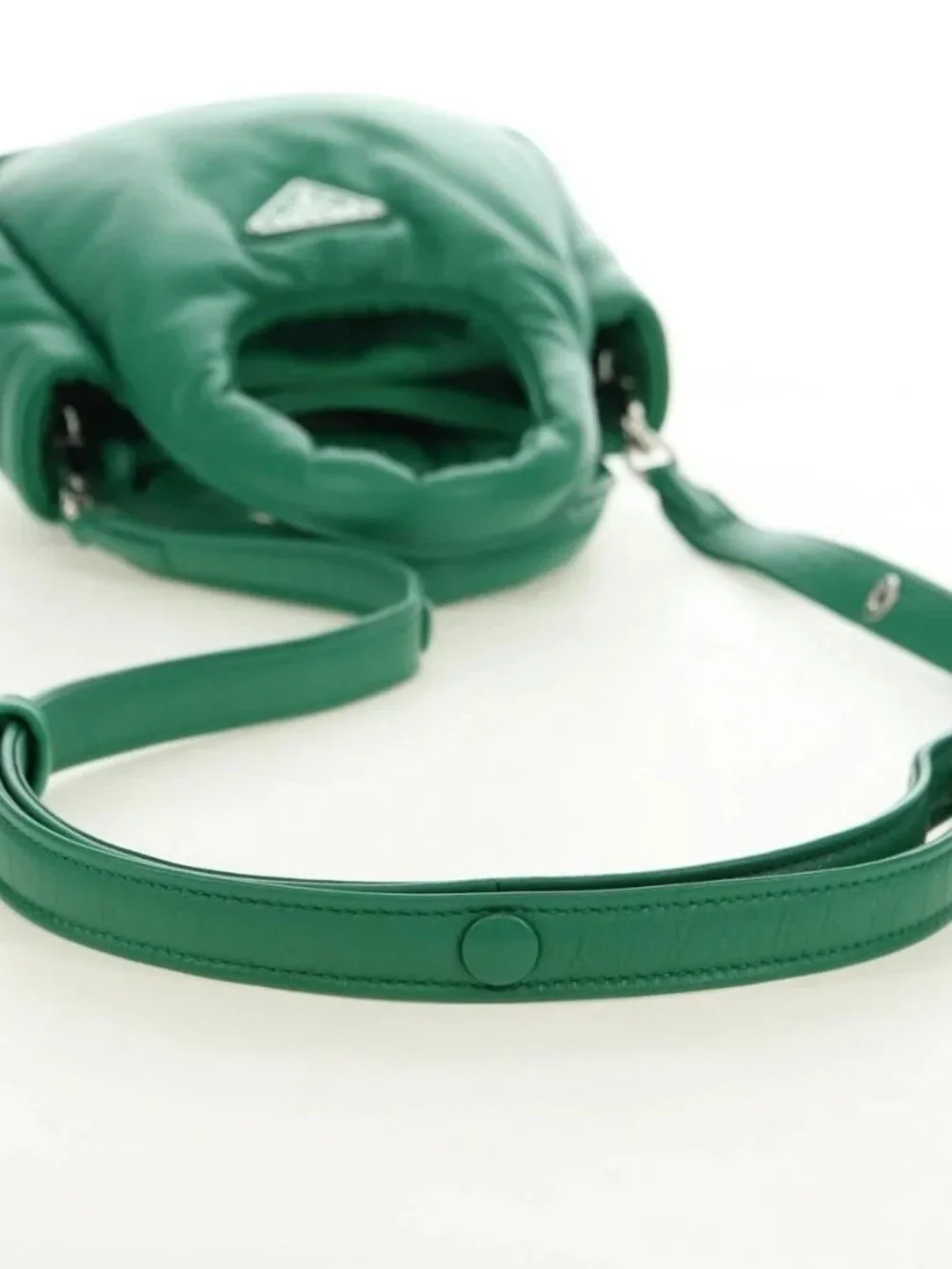 PRADA Hand Bag Leather 2way Green Silver Auth